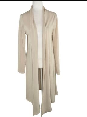 Rags & Couture EUC long open cardigan Large beige cream pale tan